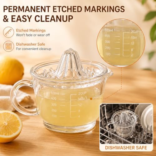 Glass Manual Lemon Squeezer, 2 Cup/500ML