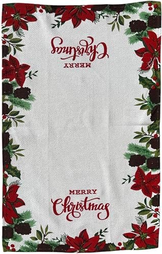 Red Poinsettia Flower 10 Pcs Tapestry Kitchen Set with Merry Christmas