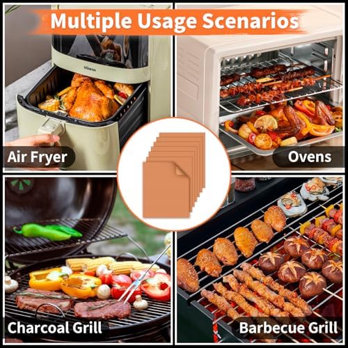 WIBIMEN Grill Mats for Outdoor Grill, Copper 7pcs Grill Mat