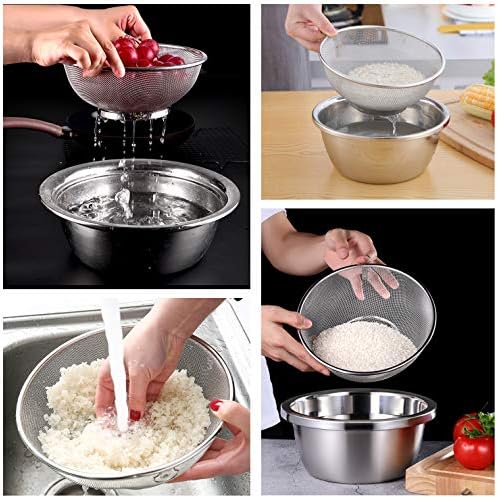 2 Pack Stainless Steel Mesh Colander Kitchen Fine Mesh Strainer Bowl