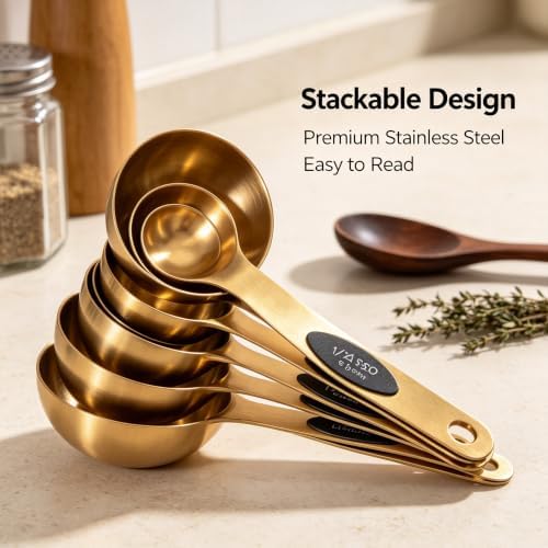 Magnetic Measuring Spoons Set-Stainless Steel Gold