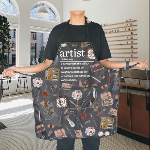 JNIAP Artist Definition Apron Painting Artist Apron with Pockets Paint