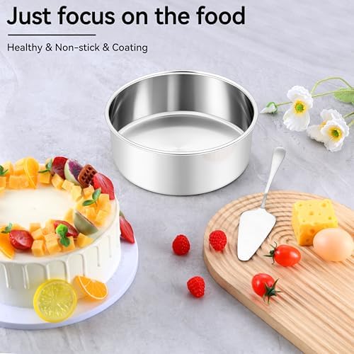 Leonyo 6 Inch Cake Pans Set of 2, Baking Pan Round Cake Tins, 3" Deep