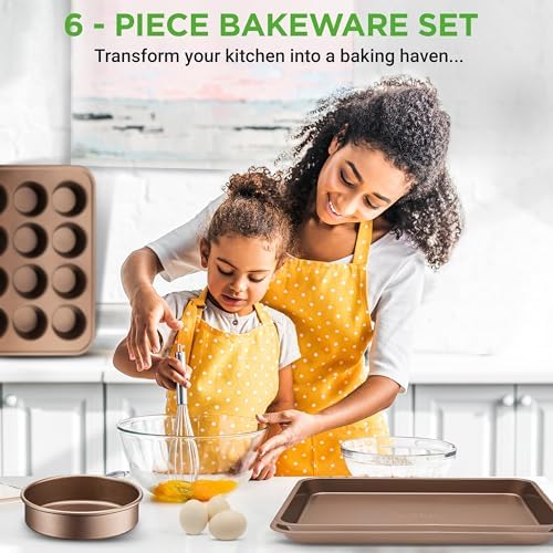 NutriChef 6-Piece Nonstick Bakeware Set, Carbon Steel Baking Pans Set