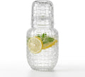 Vintage Bedside Water Carafe and Glass Set, Glass Bedside Carafe with