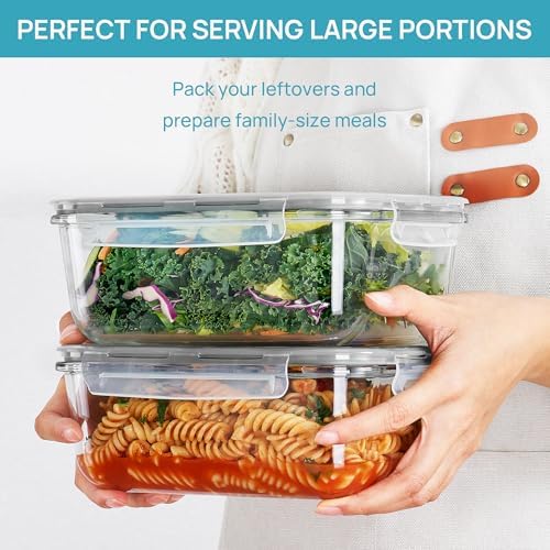 Vtopmart 2 Pack 1860ml/63oz Glass Storage Containers, Grey