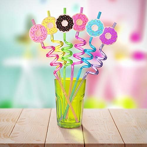 24 Reusable Donut Straws for Birthday Party Supplies | Party Favors