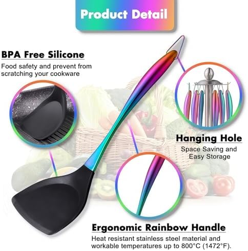 Silicone Cooking Utensils Set, 17pcs, Rainbow