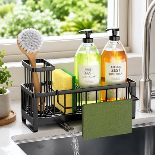HapiRm Sponge Holder for Kitchen Sink, Black