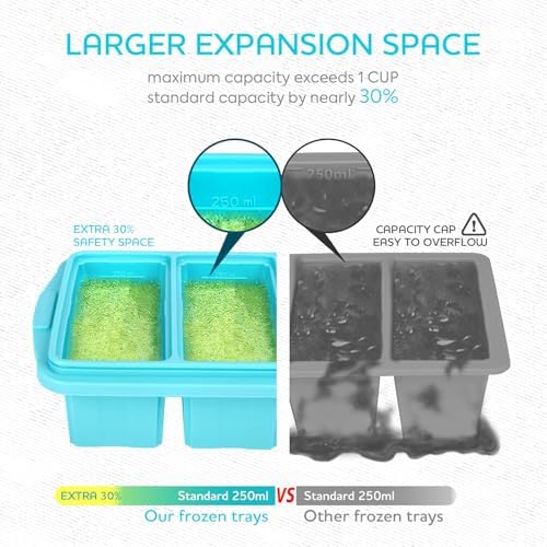 XOMOO Silicone Freezer Tray with Lid, 2-Pack