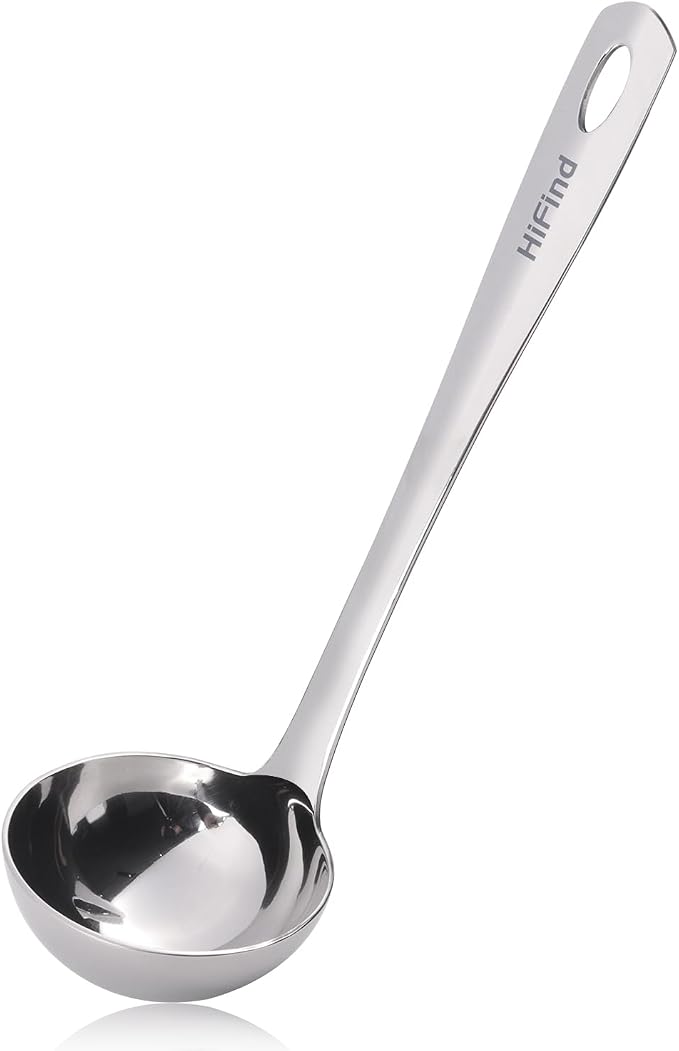 HIFIND Large Ladle Spoon 10.6 Inches Stainless Steel, Heavy Duty Mirror by HIFIND