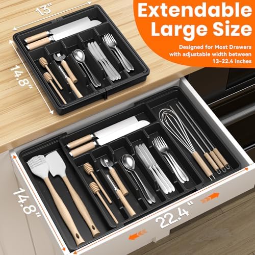 RoomHacks Large Silverware Organizer,Expandable Utensil Drawer