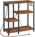 HOOBRO Bakers Rack with Power Outlet, Rustic Brown and Black