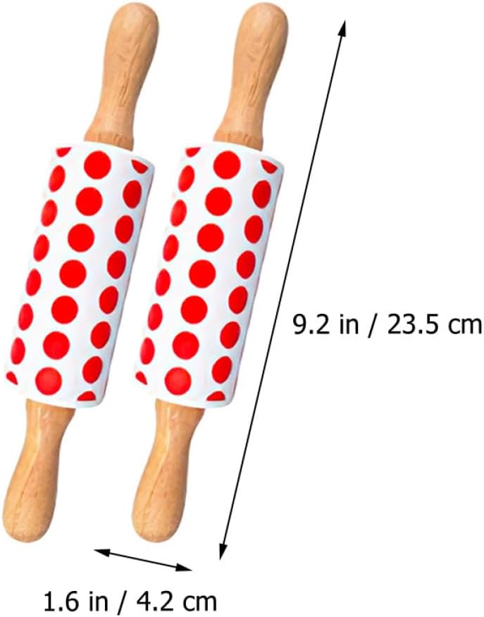 2pcs Silicone Wooden Handle Rolling Pin for Dough Baking