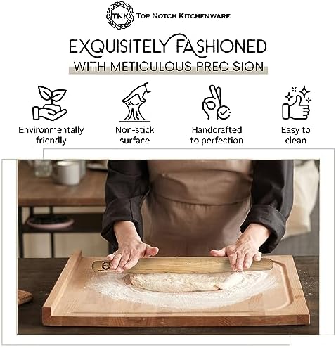 Top Notch Kitchenware | Sugar Maple French Style Rolling Pin | Tapered