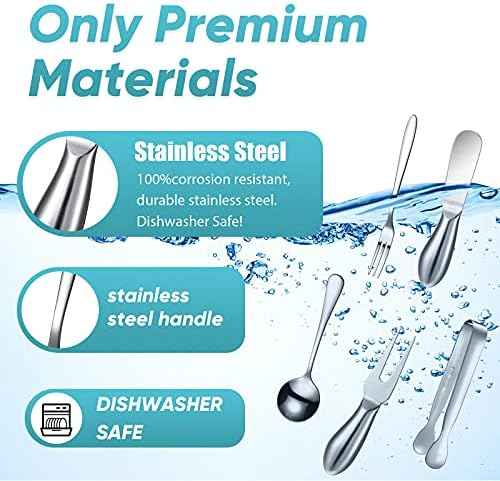 Patelai Charcuterie Board Accessories Cheese Knife Set, Silver, 20 Pieces