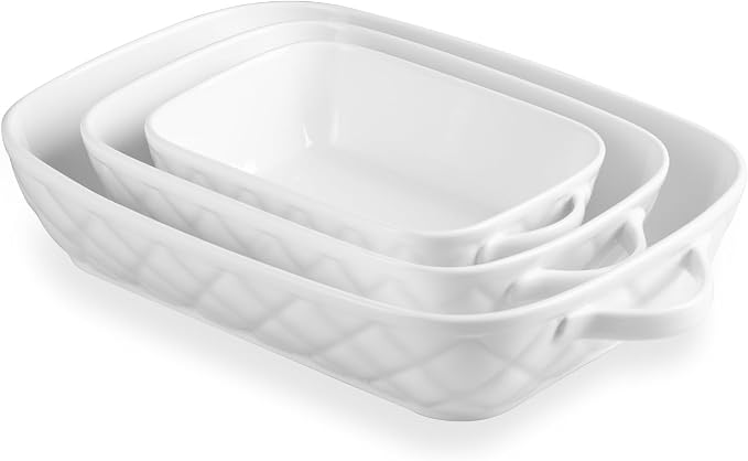 Sweejar Casserole Dishes for Oven, Baking Dish Set of 3, Ceramic Bakeware Set by Sweejarco1949
