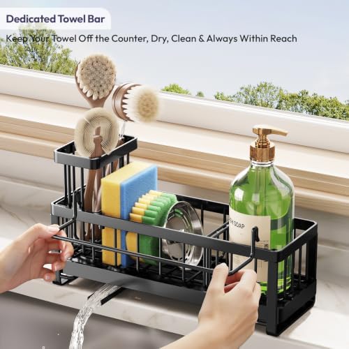 SWTYMIKI Stainless Steel Sink Caddy, Black