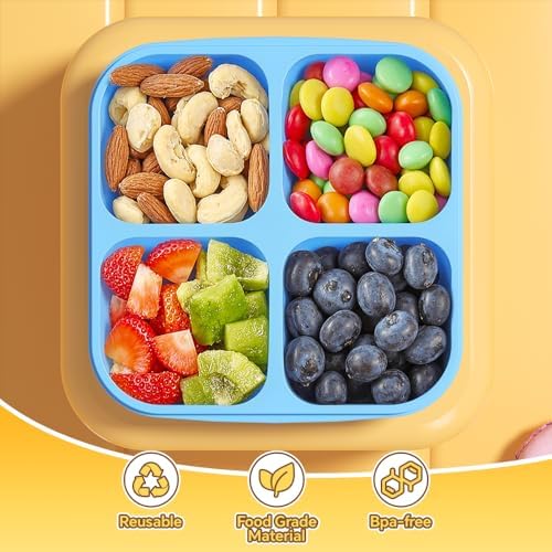Canfanni 6 Pcs Snack Box Container Set, Reusable 3&4 Compartment Meal