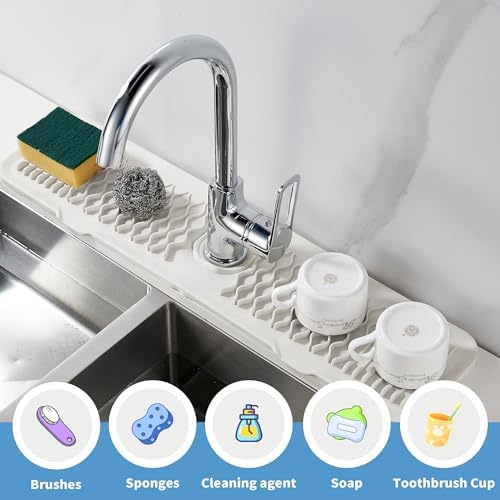 Silicone Faucet Splash Guard Cream White/Beige Kitchen Dish Drying