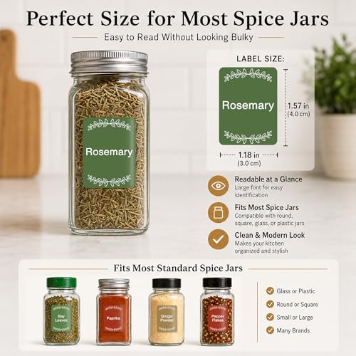 630 Spice Labels Book with A-Z Index, Color Coded Rectangle Pantry