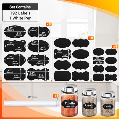 Segarty Spice Jars with Label Set, 3 Pack 4oz Glass Spice Jars with