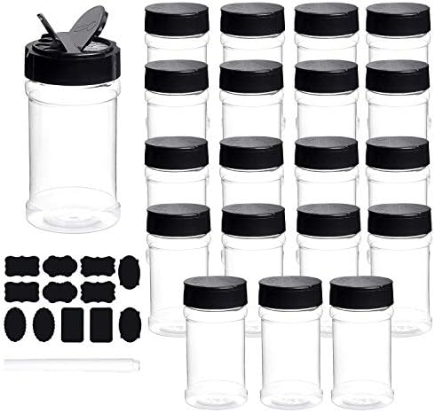 Spice Bottles, Dabacc 20Pcs 7oz Clear Plastic Container Jars with Lids
