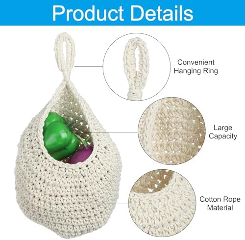PATIKIL Hanging Fruit Baskets for Kitchen, Large Size Teardrop Home
