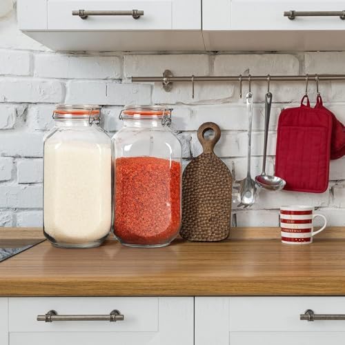 Huichuiero 1 Gallon Square Glass Storage Jars with Airtight Lids