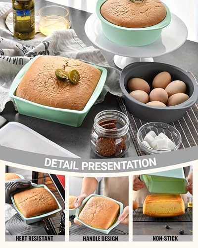 6 inch Square Cake Pans, Non-stick Silicone Baking Pan, Cake Molds for