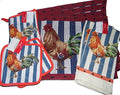 NG 9 Piece Rooster Country Stripe Design Kitchen Set with 2