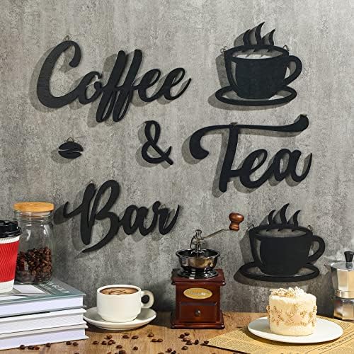 Queekay 7 Pieces Coffee Bar Sign Wall Decor for Kitchen Office