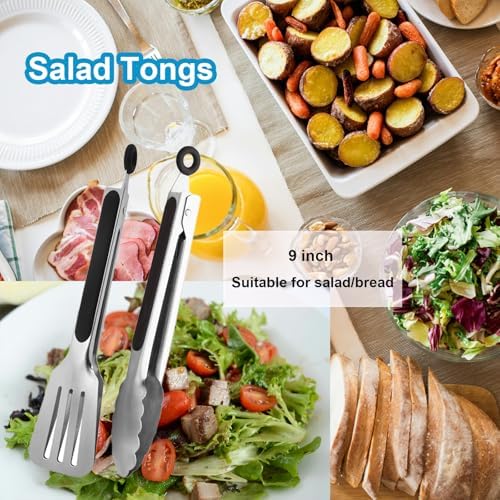Kitchen Tongs for Cooking, Set of 4, 9 inch and 12 inch