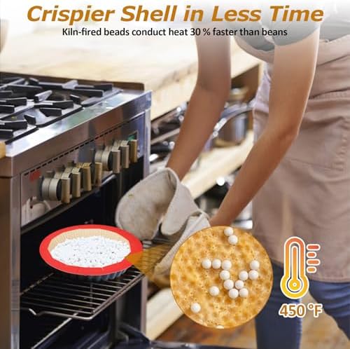 1.1lb Pie Weights and 50 Pcs Parchment Papers with Adjustable Silicone