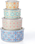 Ceramic Nesting Bowl Set with Lids, Microwave Safe, Set of 4
