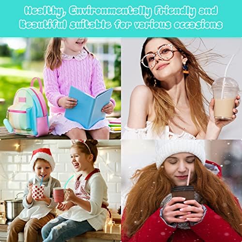 Zubebe 24 Set Silicone Straws with Case Foldable for Travel 4 Colors