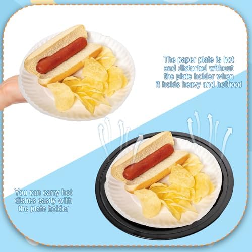 24 Piece Reusable Plastic Paper Plate Holders, 10 inch heavy duty with