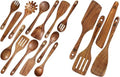 13-Piece Teak Wood Utensil Set with 4-Piece Spatula Set