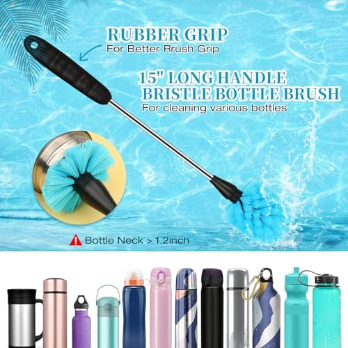 6 Pack Bottle Brush Narrow Neck Cleaning Set, Stainless Steel Cleaner