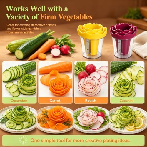 Manual Vegetable Spiralizer and Curler for Rose Flower Carving,2PCS-A