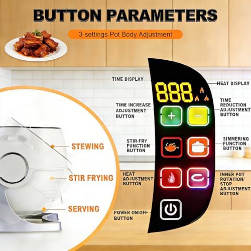 Commercial Food Processor, Lazy Stir-fry Pan Cooking Machine with 3