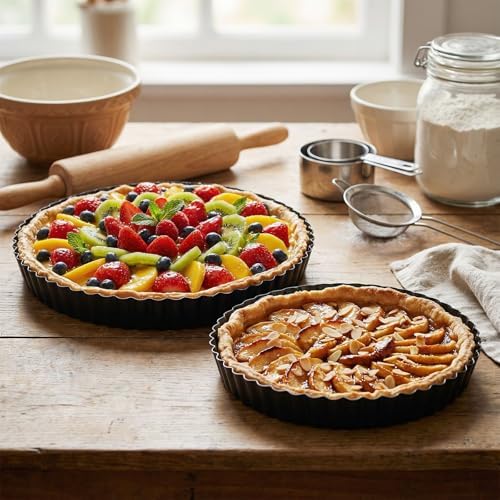 5 Packs Tart Pans Removable Bottom, Nonstick Steel Round