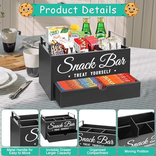 Snack Organizer for Countertop, 4-Compartment, Wood
