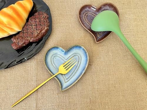 Ceramic Spoon Rest for Stove Top, Heart Cute Spoon Rest for Kitchen