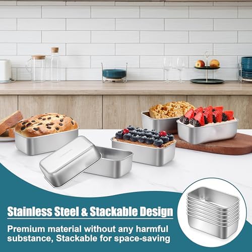 P&P CHEF Stainless Steel Mini Bread Loaf Pans, 6.3 x 3.5 Inch