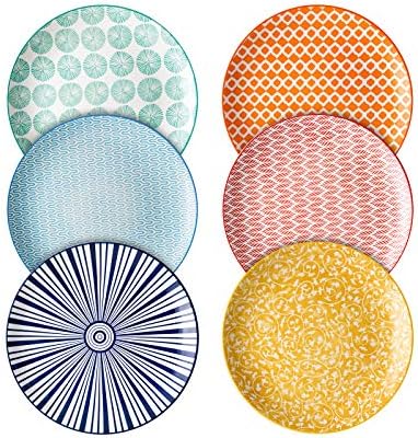 Selamica 8 inch Porcelain Dinner Plates, Large Size Serving Plate for
