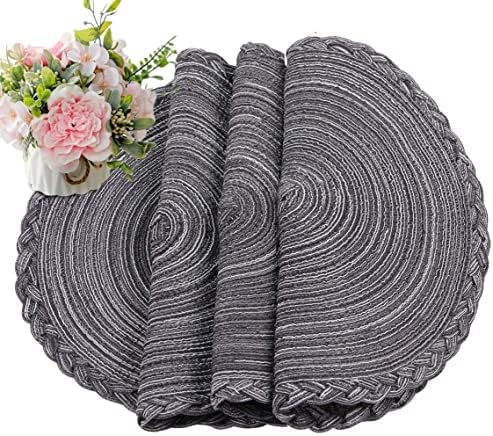 Placemats, Round Braided Placemats for Dining Table Diameter 15 inch