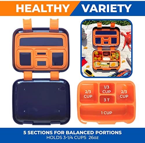 kinsho Dinosaur Bento Lunch Box Container for Small Kids Boys, Blue