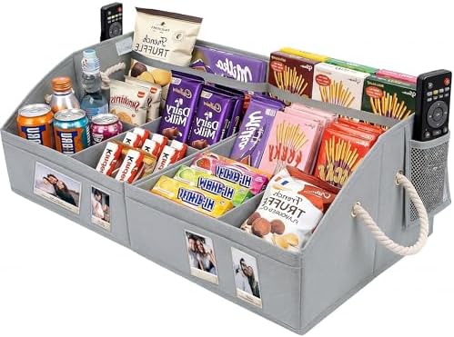 VAESIDA Large Snack Organizer for Countertop, Foldable Storage Basket