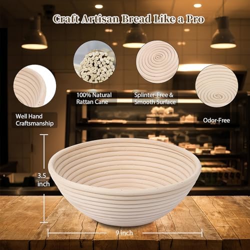 Banneton Bread Proofing Basket Set of 2, 9 Inch